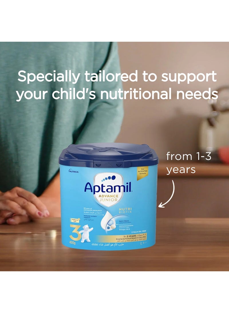 Aptamil Advance Junior 3 Milk Formula Palm Oil Free 1-3 Years 400grams - Image 5